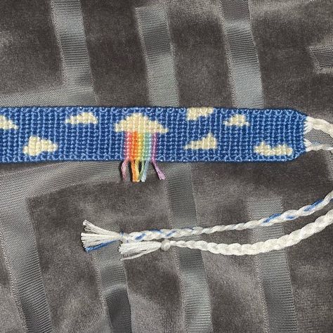 Alpha pattern #53479 | BraceletBook Cloud Friendship Bracelet Pattern, Clouds Alpha Pattern, Celestial Alpha Pattern, Shaped Alpha Bracelet, Cloud Bracelet, Rain Bow, Album Alpha Pattern, Rainbow Cloud, The Cloud