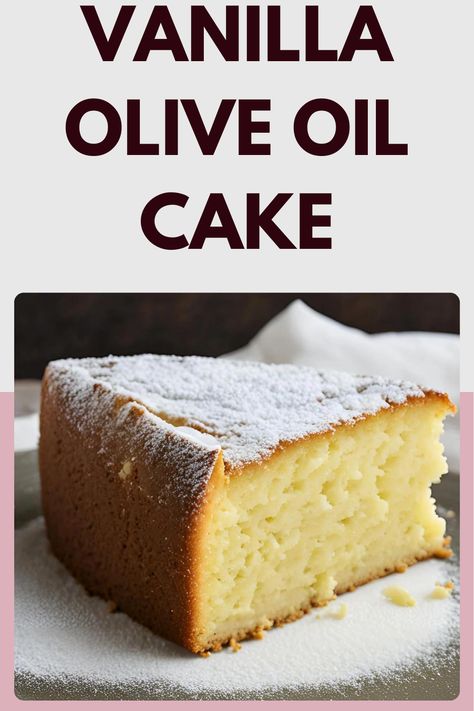 Vanilla Olive Oil Cake is a moist and tender dessert made with high-quality olive oil and vanilla extract. The olive oil adds a subtle fruitiness, enhancing the cake's rich flavor and light texture. Often topped with a dusting of powdered sugar or a simple glaze, it's a sophisticated treat that pairs beautifully with tea or coffee. Barcelona Wine Bar Olive Oil Cake, Hello Cake, Olive Oil Cake Recipe, Lemon Olive Oil Cake, Butter Carrots, Vanilla Mug Cakes, Eggless Cake Recipe, Recipes Authentic, Italian Cake