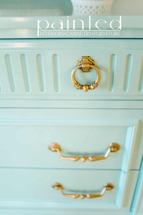 Minty Fresh Chest of Drawers Mint Green Dresser, Mint Green Furniture, Mint Paint, Turquoise Furniture, Painted China Cabinets, Green Dresser, Provincial Furniture, Grey Dining Room, Minty Fresh