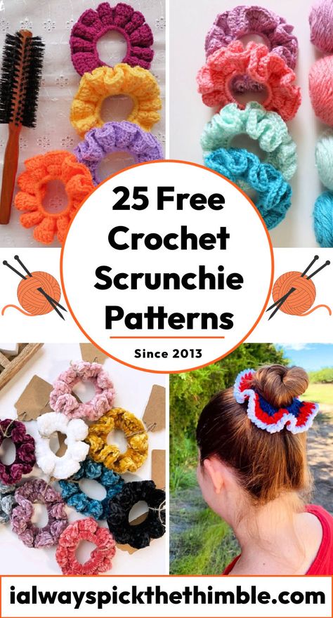 Free Crochet Hair Tie Patterns, Crochet Large Scrunchies, Scrunchies Pattern Free, Crochet Hair Scrunchy Free Pattern, Hair Accessories Crochet Pattern Free, Crochet Pattern Scrunchie, Crochet Patterns Scrunchies, Crochet Hair Tie Pattern Free, Scrunchie Pattern Crochet