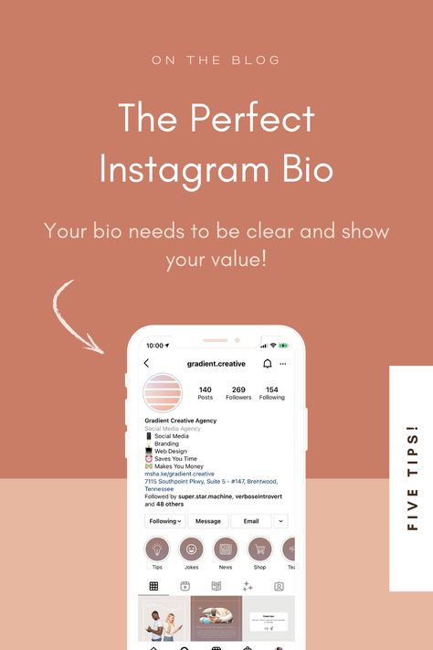2 seconds. That’s how long you have to capture someone’s attention when they look at your Instagram profile. With such a short timeframe, it’s important to make a good first impression. That means your bio needs to be clear and show your value. Here’s our 5 tips for the perfect Instagram bio. Perfect Instagram Bio, Your Value, Ideal Customer, Social Media Branding, Instagram Bio, Digital Advertising, Instagram Page, First Impression, Creative Agency