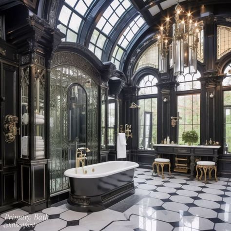 Modern Gothic House, Victorian Gothic House, Gothic Victorian House, Gothic Bathroom, Gothic Interior, Modern Gothic, Dark Home Decor, Style Gothic, Fantasy House