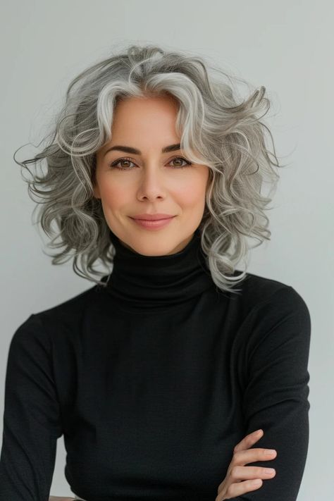 Gray Curly Hair Natural Curls, Curls With Layers, Curly Short Haircuts, Curly Silver Hair, Grey Inspiration, Short Curly Hairstyles For Women, Hair Change, Layers Short, Natural Curly Hair Cuts