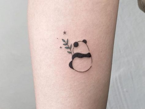 A panda tattoo can be the symbol of many things and it is one of the more meaningful tattoo designs. Little Panda Tattoo, Minimal Panda Tattoo, Tiny Panda Tattoo, Minimalist Tattoo Animal, Panda Minimalist Tattoo, Flash Tattoo Designs For Women, Tattoo Designs Minimal, Cute Panda Tattoo, Panda Tattoo Ideas