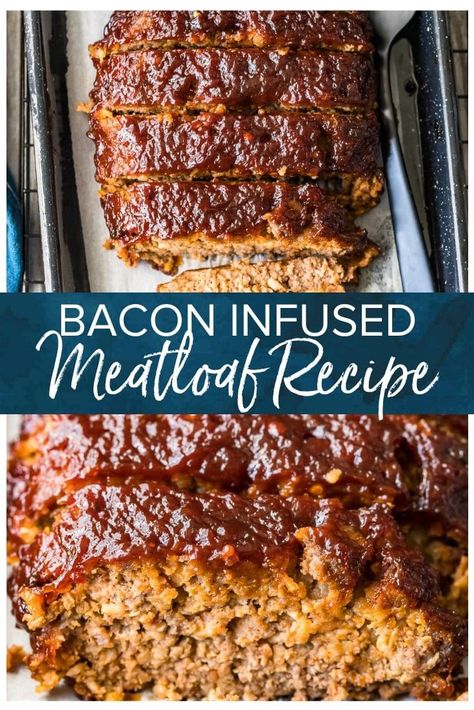 When it comes to comfort food, this bacon meatloaf recipe is a winner! Rich and full of flavor, this dish is a real crowd pleaser. Coated in a delicious BBQ topping, this recipe is a must try! Meatloaf And Bacon Recipes, Bacon Bbq Meatloaf, Bbq Sauce Meatloaf, Meatloaf Recipes For A Crowd, Meatloaf Recipes With Bacon On Top, Meatloaf Recipes With Bacon, Meatloaf With Bacon On Top, Bacon Meatloaf Recipes, Bbq Meatloaf Recipes