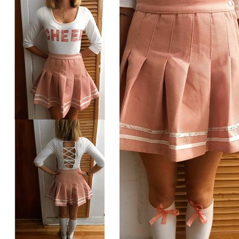 #diy #halloween #cheerleader #costume #cheer Kawaii Cheerleader Outfit, Cheerleader Costume Diy, Diy Cheerleader Costume, Halloween Cheerleader Costume, Halloween Cheerleader, Cheerleading Costume, Cheerleader Halloween Costume, Cheer Costumes, Cheerleader Costume