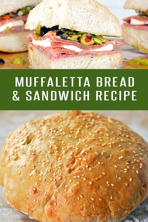 Easy Muffaletta Bread Recipe to make authentic Muffaletta Sandwiches. You'll feel like you're in New Orleans. #sandwichrecipes #muffalettasandwich #neworeleans Muffaletta Bread, Muffaletta Recipe, Muffuletta Recipe, Muffaletta Sandwich, Muffuletta Sandwich, Bread From Scratch, New Orleans Recipes, Healthy Bread Recipes, Sandwich Bread Recipes