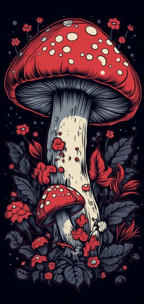 Mushroom Wallpaper, الفن الرقمي, Witchy Wallpaper, Cool Pencil Drawings, Cool Wallpapers Art, Mushroom Art, Digital Drawings, Dessin Adorable, Sketchbook Art Inspiration