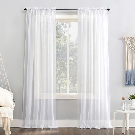 No. 918 1-Panel Emily Solid Sheer Voile Window Curtain Sliding Door Curtains, Voile Panels, Window Treatments Living Room, Voile Curtains, Lush Decor, Sliding Patio Doors, Rod Pocket Curtain Panels, Rod Pocket Curtains, Children Room