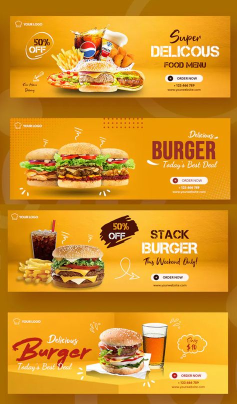 Fast Food Advertising Poster, Banners Ideas Design, Fast Food Poster Design Ideas, Food Banner Design Advertising, Fast Food Banner Design, Food Banner Design Ideas, Food Banner Design, Fast Food Poster, Banner Design Ideas