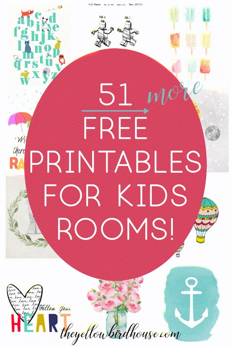 51 free printables for kids rooms! Adorable nursery decor on a budget, a zero-dollar budget that is! These super cute free downloads are a quick and easy way to add some colorful & kid-appropriate decor to your home. Free Nursery Printables, Kids Room Printables, Free Printables For Kids, Cuadros Diy, Gratis Printables, Adorable Nursery, Printables For Kids, Free Printable Wall Art, Free Printable Art