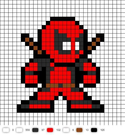 Marvel Banner, Square Drawings, Spiderman Pixel Art, Deadpool Character, Minecraft Pattern, Pixel Art Minecraft, Deadpool X Spiderman, Modele Pixel Art, Pixel Art Templates