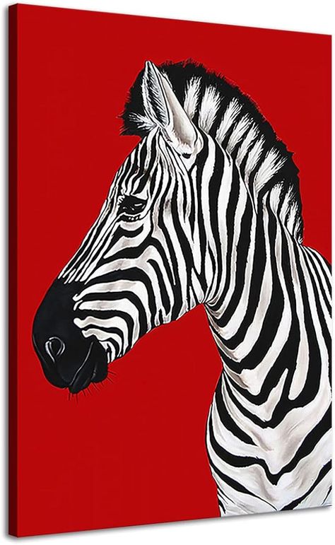 Amazon.com: Abstract Zebra Animal Red Background Canvas Painting Posters and Prints Pictures Wall Art for Living Room Home Decor (8x12inch,Framed - Ready to Hang): Posters & Prints Black White And Red Paintings, Zebra Painting Acrylics, Background Canvas Painting, Zebra Living Room, Zebra Wall Art, Zebra Painting, Zebra Wall, Artistic Ideas, Zebra Art