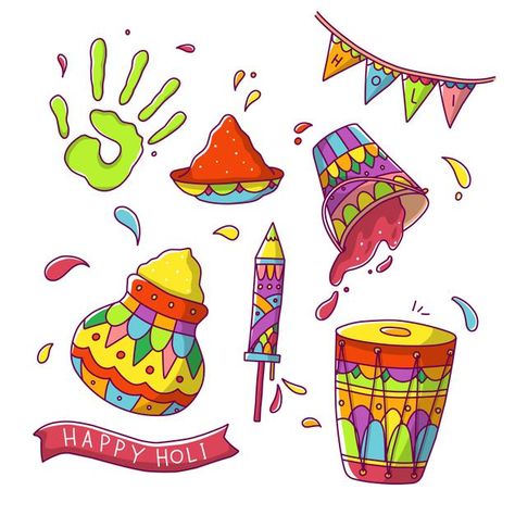 Happy Holi Stickers, Happy Holi Drawing Ideas, Holi Stickers Printable, Holi Poster Drawing, Holi Illustration Art, Holi Prints, Holi Doodle, Holi Stickers, Holi Activities