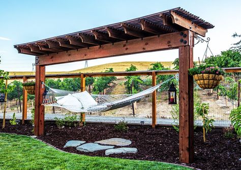 Strong-Tie DIY | Simpson Strong-Tie Hammock Ideas, Living Pool, Gazebo Plans, Backyard Hammock, Future Inspiration, Pools Backyard, Outdoor Steps, Backyard Pavilion, Patio Makeover