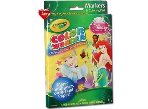 Create some magic for your little princess. Colour wonder set, available now at http://www.lovemysuperhero.com/Product/Crayola_Disney_Princess_Color_Wonder/1325/20 Disney Princess Colors, Color Wonder, Wonder Book, Disney Colors, Princess Coloring, Fashion Gallery, Little Princess, Coloring Books, Markers