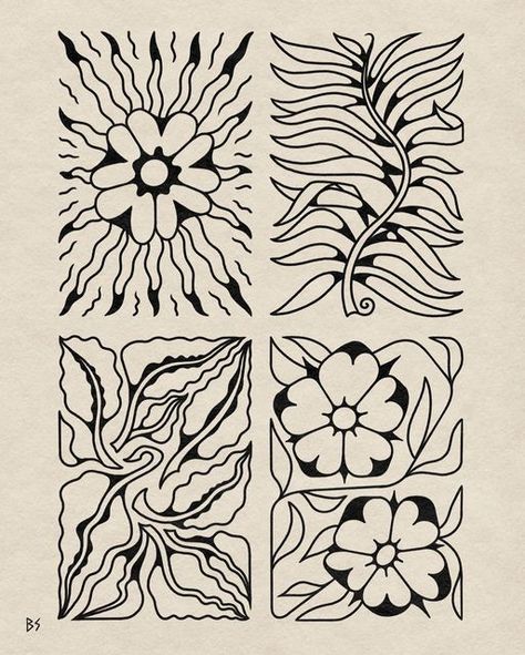 Plant Graphic Illustration, Plant Illustration Design, Simple Print Making Designs, Draw On Shoes Ideas, Drawing In Illustrator, Plants Graphic Design, Two Flowers Tattoo, Simple Plant Tattoo, Plant Illustration Simple