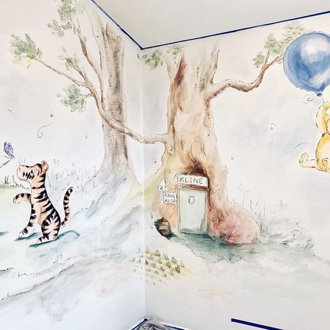 Hundred Acre Woods Nursery Mural, Pooh Bear Mural, Winnie The Pooh Wall Mural, Winnie The Pooh Nursery Mural, Winnie The Pooh Mural, Winnie The Pooh Room, Classic Pooh Nursery, Classic Winnie The Pooh Nursery, Artsy Room