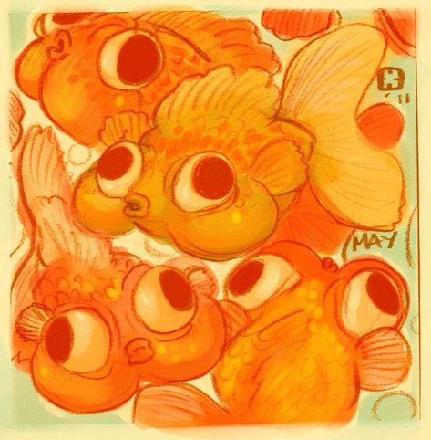 Fish Drawings Cute, Goldfish Art, Fish Drawing, Posca Art, 얼굴 그리기, Post It Note, Fish Drawings, 캐릭터 드로잉, Wow Art