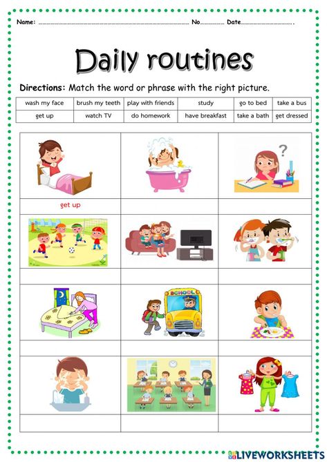 Daily Routine Pictures For Kids, My Daily Routine Worksheet, English Excercise, Face Routine Daily, Daily Routine Worksheet, Daily Routine Kids, Read Faster, Daily Routine Activities, Daily Routine Chart