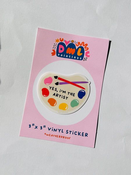 "Artist" Sticker Cute Sticker Illustration, Artist Product Ideas, Gifts For Graphic Designers, Stickers For Drawing, Sticker Pack Packaging, Diy Sticker Ideas, Artist Starter Pack, Sticker Packaging Ideas, Cute Branding