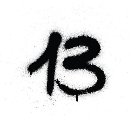 13 Logo Design Number, 13 Aesthetic, Number Tattoo Fonts, Graffiti Books, Life Is Strange Wallpaper, Number Tattoos, Number 13, Album Art Design, Graphic Tshirt Design