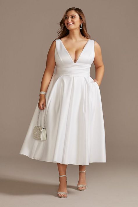 Plus Size Civil Wedding Dress, Plus Size Wedding Dress Short, Plus Size Gala Dress, Modern Short Wedding Dress, Courthouse Wedding Dress, Midi Wedding Dress, Tea Length Skirt, Plus Size Brides, Civil Wedding Dresses