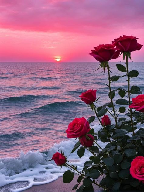 Roses On The Beach, Beautiful Ocean Pictures, Flowers Photography Wallpaper, Lovely Flowers Wallpaper, Cute Flower Wallpapers, Wallpaper Nature Flowers, Pretty Landscapes, Flower Background Wallpaper, Beautiful Flowers Wallpapers