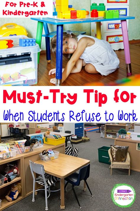 You've got to try this strategy for when a student refuses to work! Strategies For Students Who Refuse To Work, Early Finishers Kindergarten, School Struggles, Tk Classroom, Kindergarten Classroom Organization, Positive Classroom Management, Classroom Routines And Procedures, Classroom Planning, Teachers Toolbox