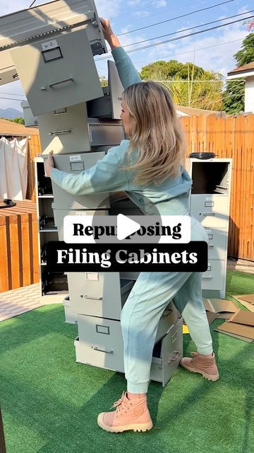 Deanna Dunn on Instagram: "After building my outdoor table, I knew I wanted to freshen up the fence area, so I grabbed these filing cabinets off Facebook Marketplace and turned them into planters! It was a pretty simple DIY and I’ll keep you updated on how they hold up! Would you try this?

#homediy #homerenovation #filingcabinet #planters
#asmr #asmrsounds #asmrvideo" Diy File Cabinet Planter, Parcel Box Outdoor Diy, File Cabinet Planter Boxes, Cabinet Planters, Filing Cabinet Planter, File Cabinet Planter, Mailbox Planter, Yard Planters, 29 Palms