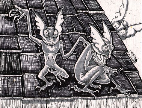 Appalachian Cryptids, State Cryptids, Hopkinsville Goblin, Rural Farmhouse, Cryptid Art, Goblin Art, Ufo Art, History Queen, Haunted History