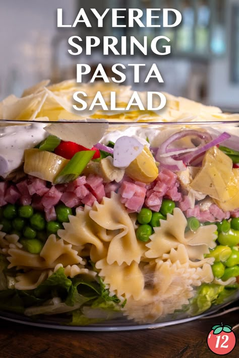 Layered Spring Pasta Salad | 12 Tomatoes Layered Spring Pasta Salad 12 Tomatoes, Layered Spring Pasta Salad, Spring Pasta Salad, Layered Pasta, Spring Pasta, 12 Tomatoes Recipes, Salad Bar, Pasta Salad Recipes, Salad Ingredients