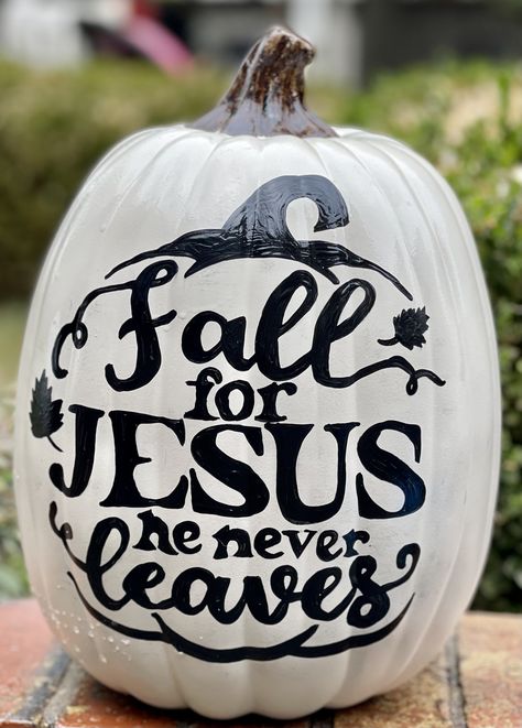 Christian Pumpkins Painting, Cute Christian Pumpkin Painting Ideas, Pumpkin Painting Ideas Jesus, Book Themed Pumpkin Painting, Catholic Pumpkin Painting, Jesus Pumpkin Painting, Christian Painted Pumpkins, Pumpkin Painting Christian, Elegant Pumpkin Decorating Ideas