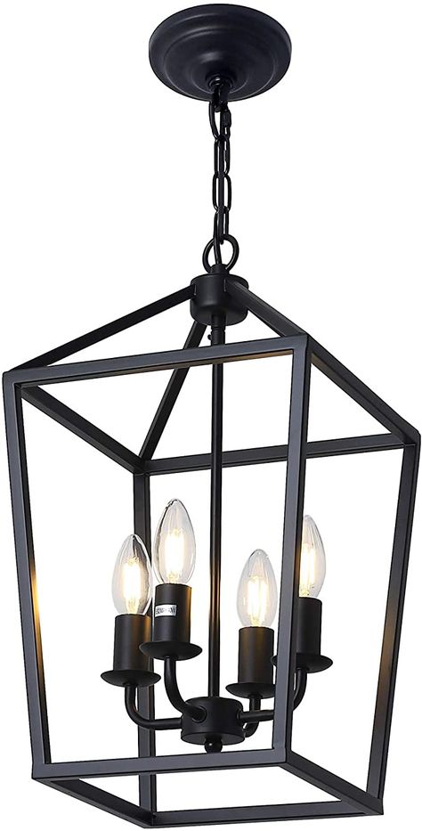 Industrial Foyer, Light Fixtures Industrial, Black Iron Chandelier, Foyer Lights, Lights For Kitchen Island, Black Farmhouse Chandelier, Entryway Light Fixtures, Iron Lantern, Lights For Kitchen