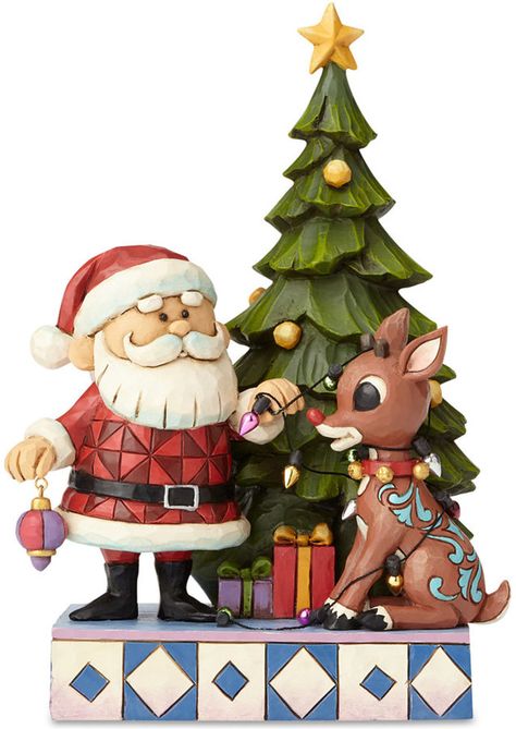 Jim Shore Santa & Rudolph Lights Tree Figurine Rudolph Red Nosed Reindeer, Jim Shore Christmas, Santa Claus Figure, Kris Kringle, Christmas Lovers, Jim Shore, Merry Christmas To All, Rudolph The Red, Christmas Figurines