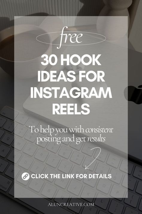 Take advantage of our free resource - 30 Hook Ideas for Instagram Reels! Never run out of engaging content ideas again as you explore a diverse range of captivating hooks designed to grab your audience's attention from the very first second. This guide has everything you need to keep your Reels fresh, exciting, and irresistibly clickable. Download now and ignite your Instagram presence with 30 days of hook-filled content! Ideas For Instagram Reels, Reel Hooks, Hook Ideas, Ideas For Instagram, Instagram Reel, Engaging Content, First Second, Content Ideas, Instagram Reels