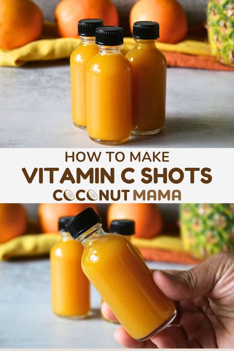 Vitamin C Drink Recipe, Vitamin C Shot Recipe, Vitamin C Shots, Immune Shots, Vitamin C Drink, Healthy Shots, Vitamin C Drinks, Juice Shots, Fresh Juice Recipes