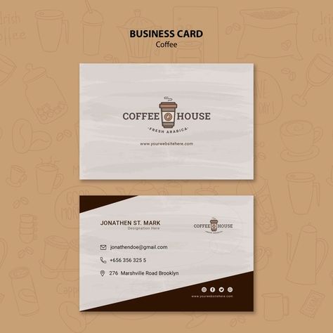 Coffee shop business card template | Free Psd #Freepik #freepsd #business-card #business #coffee #card Coffee Shop Business Card, Shop Business Card, Coffee Shop Logo Design, Card Template Free, Business Card Set, Corporate Business Card Design, Coffee Shop Business, Business Card Design Inspiration, Coffee Business