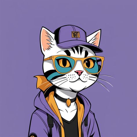 Anthropomorphic Cat, Cat Cyberpunk, Graffiti Cat Cartoon, Bowie Cat, Cat From Outer Space, Trippy Cat Wallpaper, Sales Image, Graffiti Wallpaper, Cool Pets