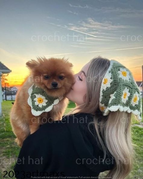 crochet patterns for beginners headband Crochet Hat Flower, Crochet Projects For Pets, Crochet Dog Bandana Free Pattern, Useful Crochet Projects Free, Crochet Pet Accessories, Crochet Bandana Pattern Free, Crochet Bandana Headband, Crochet For Dogs, Unique Crochet Projects