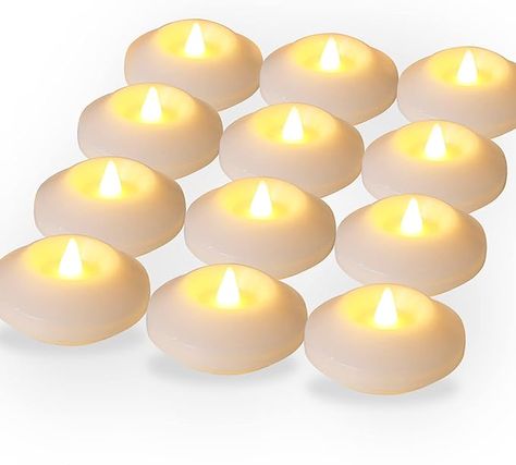 Style	Eclectic
Brand	LARDUX
Color	Warm white light
Product Dimensions	3"D x 3"W x 1.7"H
Special Feature	Water Activted Floating Led Candles
Pack of 12 plastic floating led candles with warm white light. Waterproof and water activted.
Made of high quality plastic. These floating round candles flickered and looked like the real. The battery can be replaced and reused.
The dimensions of each floating tea lights are 3 X 3 X 1.7 inches. Fits most vases.
Flameless design, no fire hazard. Floating Tea Lights, Floating Water Candles, Floating Led Candles, Floating Pool Lights, Flameless Tea Lights, Vase Centerpiece, Water Candle, Round Candles, Pool Lights