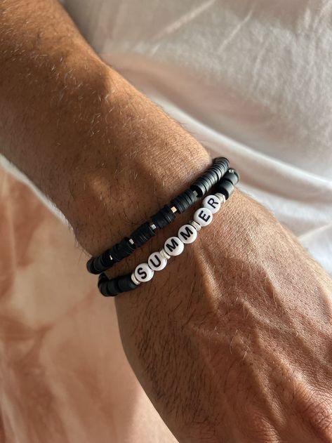 Friendship Bracelets Men, Men Beaded Bracelet Ideas, Black Beaded Bracelet, Bracelets Black, Bracelets Men, Beach Bracelet, Summer Bracelet, Different Dimensions, Men Bracelets