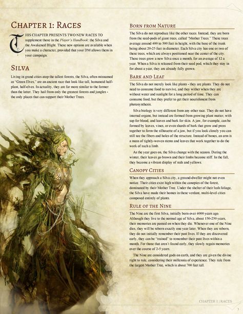 DnD 5e Homebrew — Sprouting Chaos Player’s Companion Races: Awakened... Plant Race Dnd, Dnd Plant Race, Dnd 5e Races, Homebrew Races, Creature Template, 5e Races, Dungeons And Dragons Races, Dnd Druid, Plant People