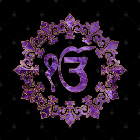 Amethyst and gold Ek Onkar / Ik Onkar symbol - Ek Onkar - Tapestry | TeePublic Ek Onkar Symbol, Onkar Symbol, Ik Onkar, Guru Nanak Photo, Ek Onkar, Resin Art Canvas, Guru Nanak Wallpaper, Guru Nanak, Simple Green