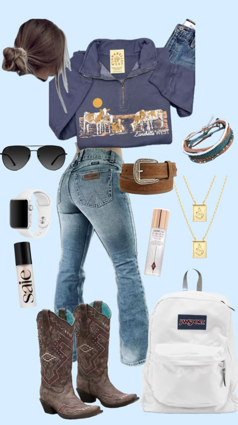 #ootd #outfitinspo #backtoschool #country #western #ffa #livestockoutfit Ffa Outfits, Casual Country Outfits, Southern Outfits, Western Wear Outfits, Cute Country Outfits, Country Girls Outfits, Western Outfits Women, Future Outfit, Western Look