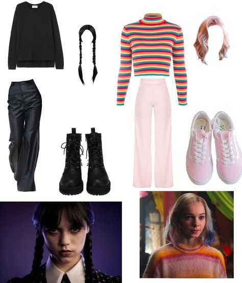 Enid Sinclair Outfits Aesthetic, Enid Inspired Outfits, Enid Outfit Wednesday, Wednesday And Enid Halloween Costume, Enid Halloween Costume, Enid Sinclair Outfit Inspiration, Enid Sinclair Halloween Costume, Enid Wednesday Clothes, Wednesday And Enid Costumes