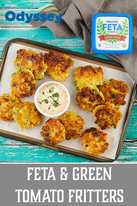 Green Tomato Fritters, Tomato Fritters, Yogurt Dips, Tomato Harvest, Green Tomato Recipes, Greek Yogurt Dips, Tomato Dishes, Inflammatory Recipes, Bite Size Food