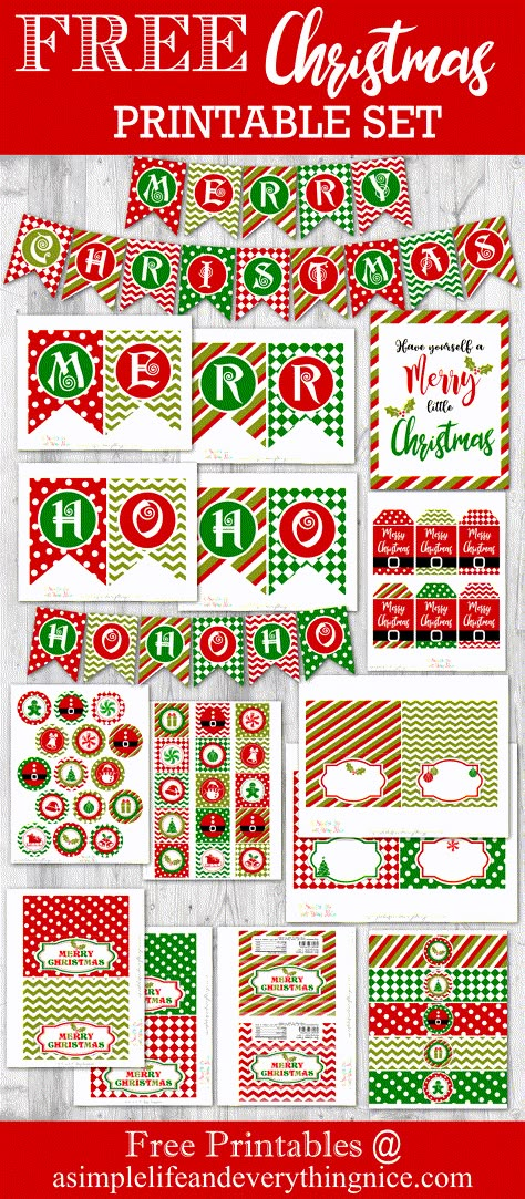 Free Complete Christmas Printable Set - A Simple Life and Everything Nice Free Christmas Decor, Christmas Banner Printable, Christmas Party Printables, Christmas Planner Printables, Christmas Bingo Printable, Christmas Stickers Printable, Free Christmas Tags, Free Holiday Printables, Free Christmas Tags Printable