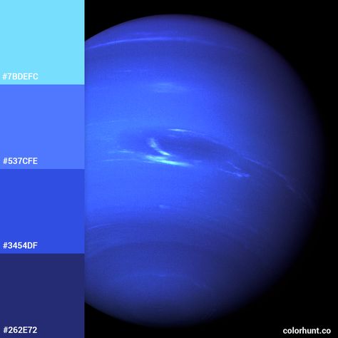 Neptune Color Palette, Neptune Color, Blues Colors, Leavers Shirt, Color Hunt, Uranus Planet, Solar Planet, Neptune Planet, Planet Colors