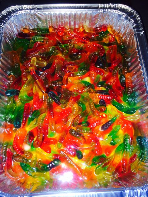 Gummy Worms soaked in Coconut Rum Rum Gummy Bears, Rummy Bears, Stag And Doe Games, Rum Party, Apocalypse Party, Alcohol Candy, Jello Shooters, Stag And Doe, Bar Stand